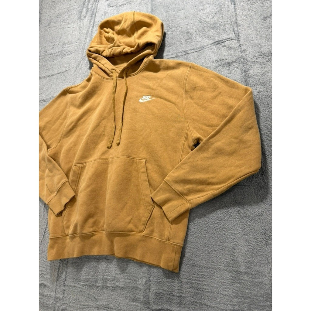Nike Sportswear Club Fleece Hoodie Mens Small Mustard Yellow Streetwear Casual