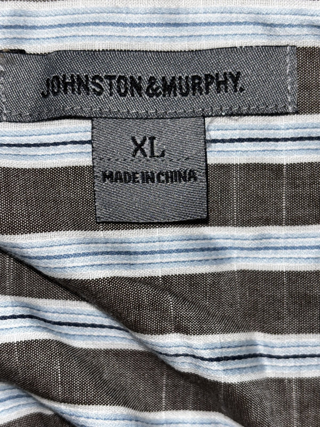 Johnston & Murphy Men's Brown Blue Stripe Shirt XL, photo 8 of 9