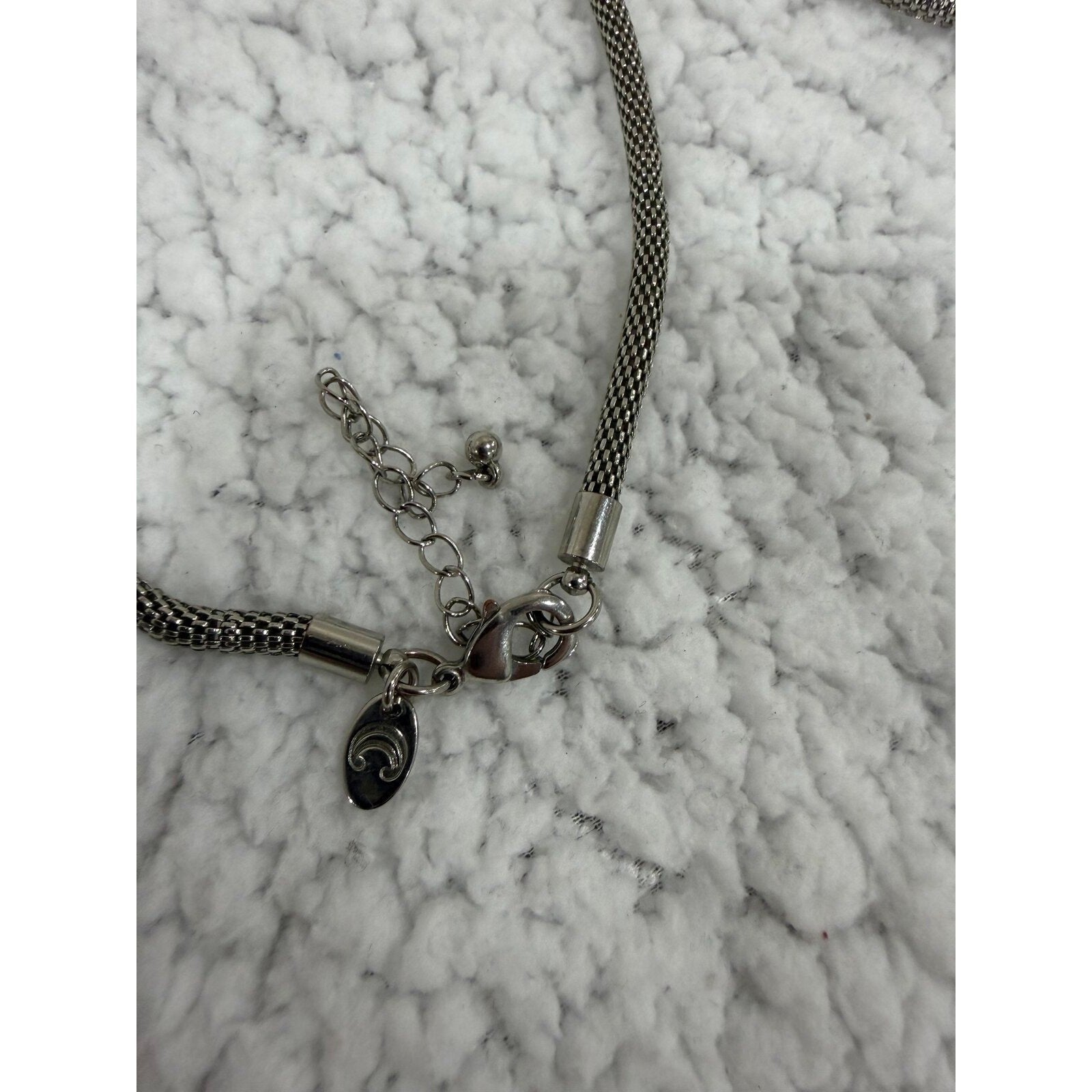 Chicos Womens OS Silver Multi Ring Pendant Necklace Casual Boho Statement