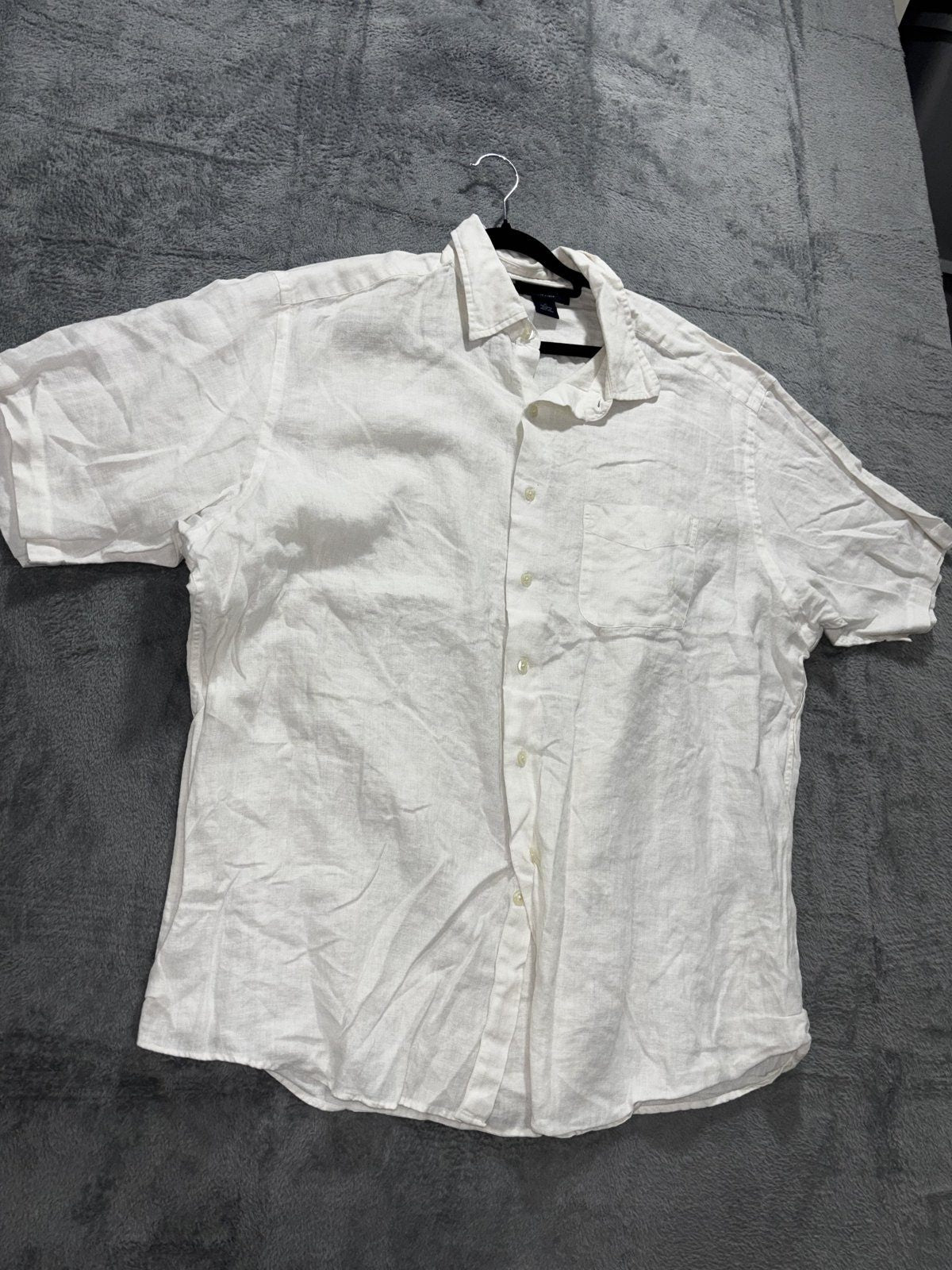 Brooks Brothers Mens XL White Short Sleeve Button Up Irish Linen Shirt Casual
