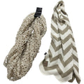 Steve Madden Womens OS Beige White Scarf Lot 2 Leopard Chevron Lightweight Chic