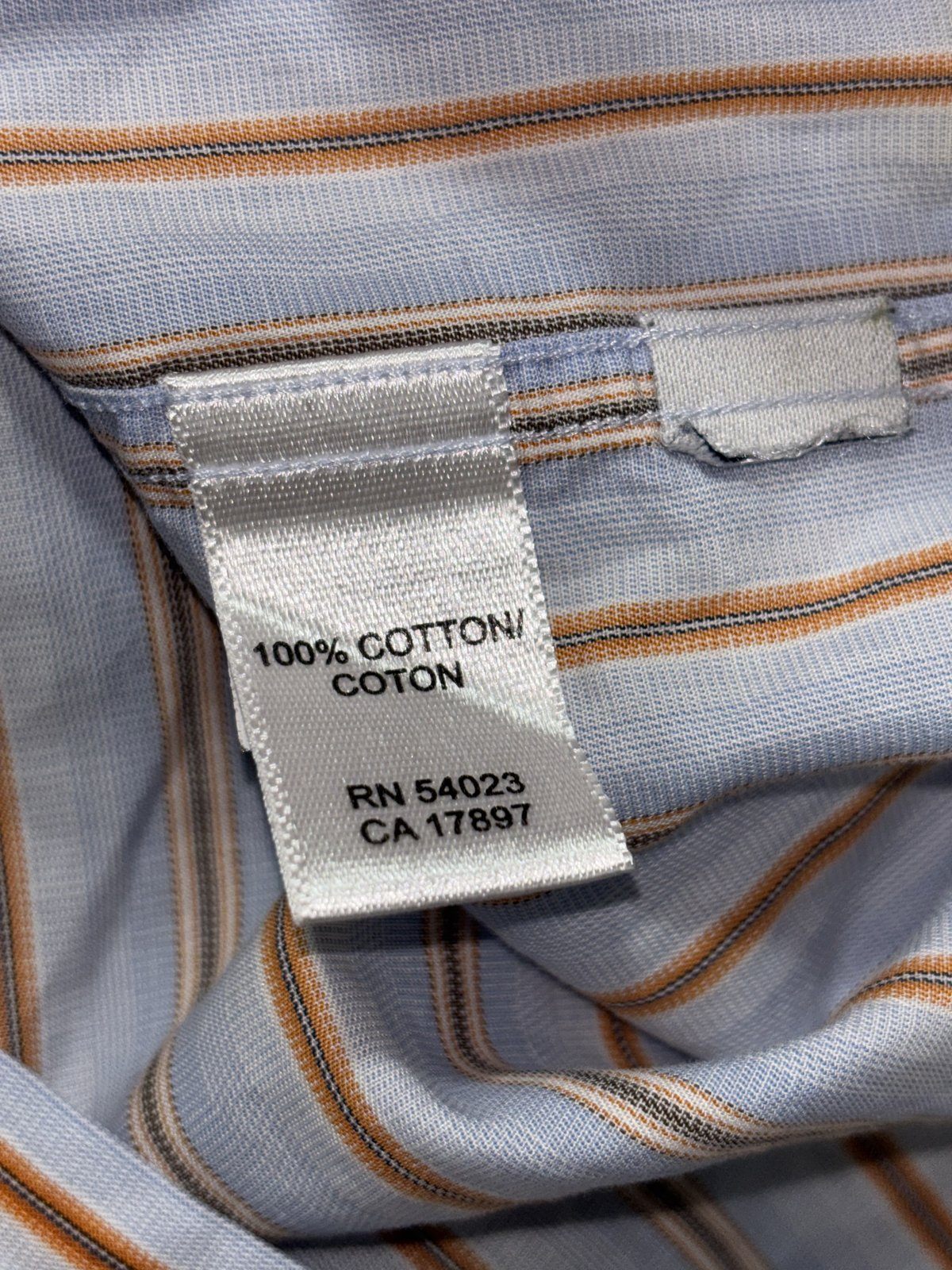 Banana Republic Mens 15-15 1/2 M Blue Striped Long Sleeve Button Up Dress Shirt