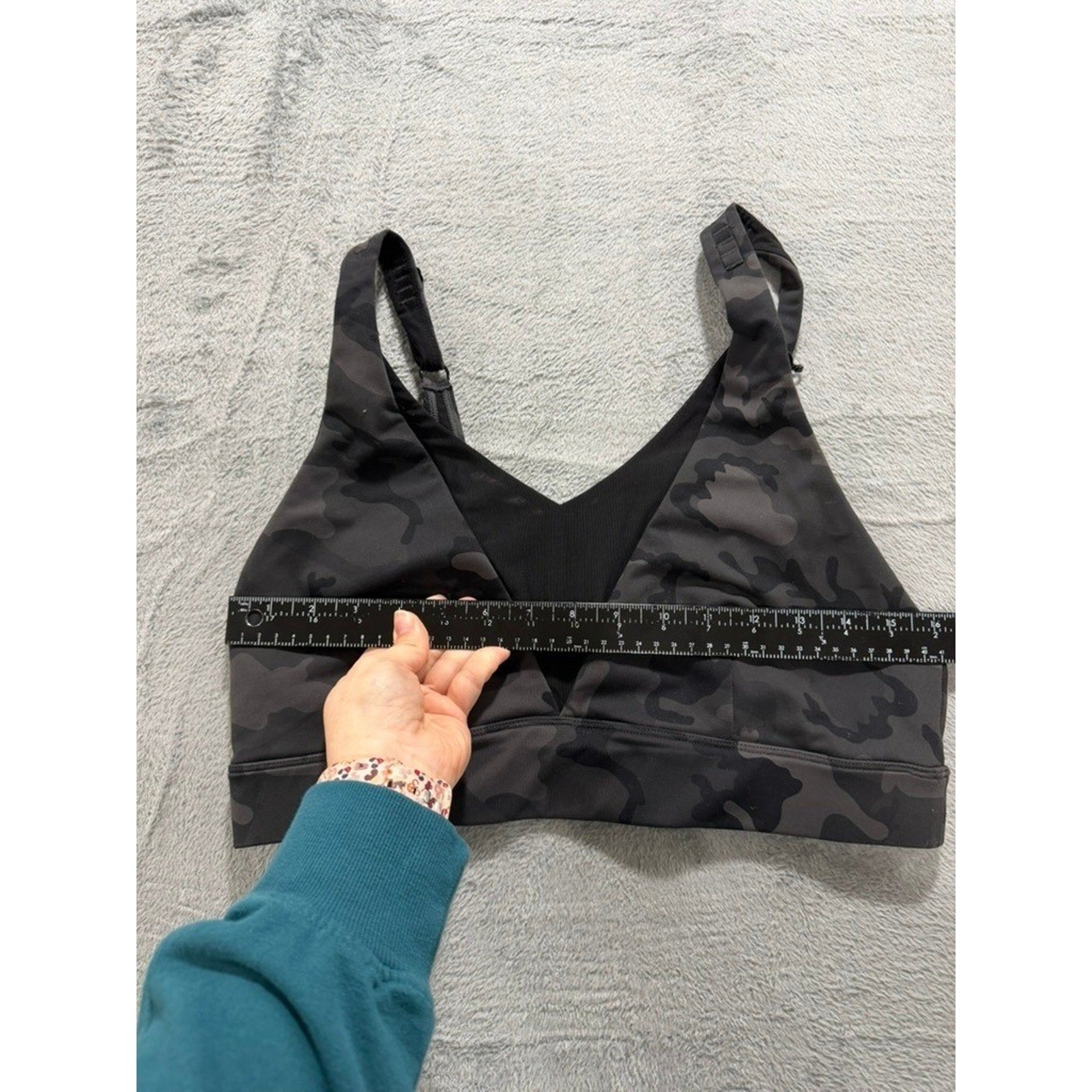 Zyia Active XXL Black Camo Mesh High Impact Sports Bra V-Neck Adjustable Strap