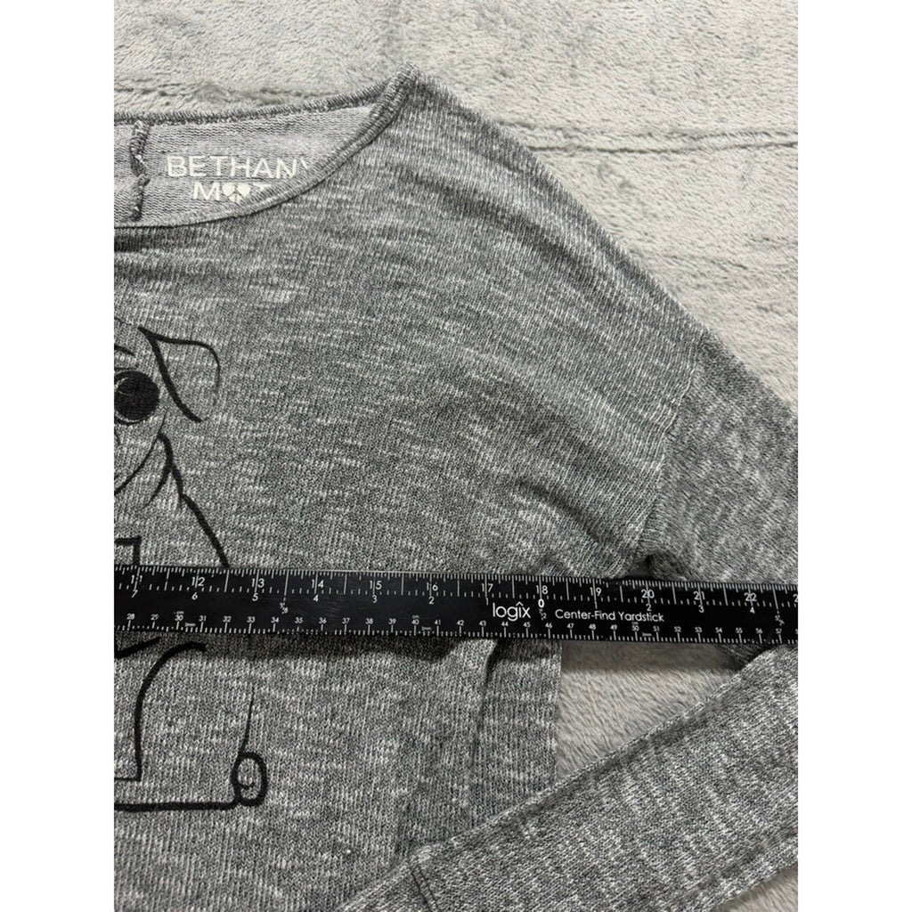 Bethany Mota Pug Life Graphic Knit Top Womens Medium Gray Casual Cute