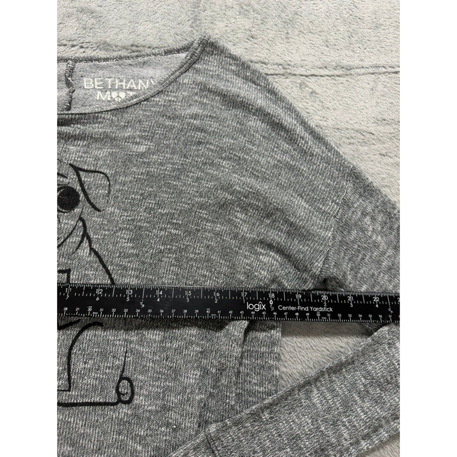 Bethany Mota Pug Life Graphic Knit Top Womens Medium Gray Casual Cute