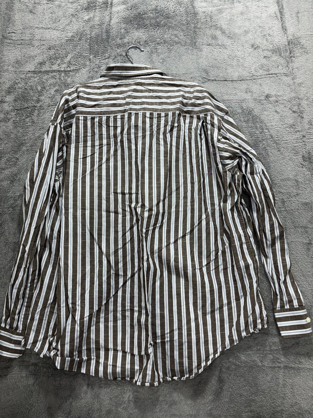 Johnston & Murphy Men's Brown Blue Stripe Shirt XL, photo 4 of 9