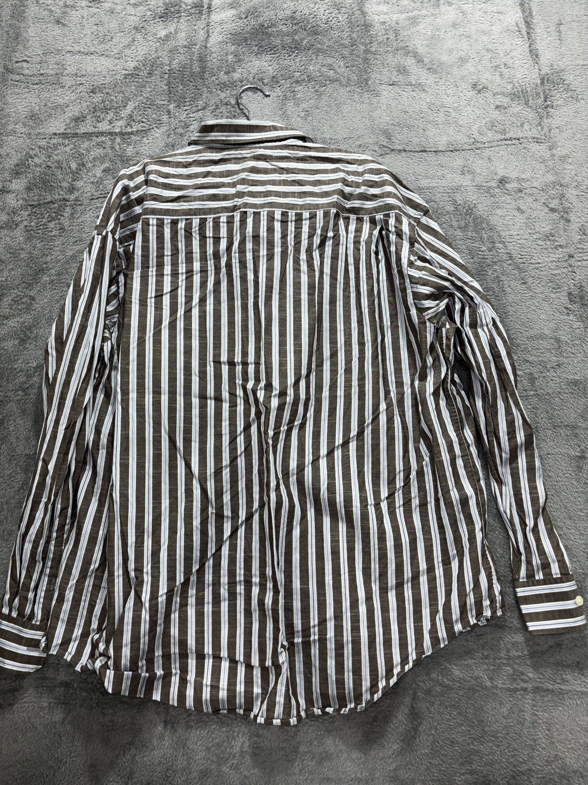 Johnston & Murphy Men's Brown Blue Stripe Shirt XL, photo 4 of 9