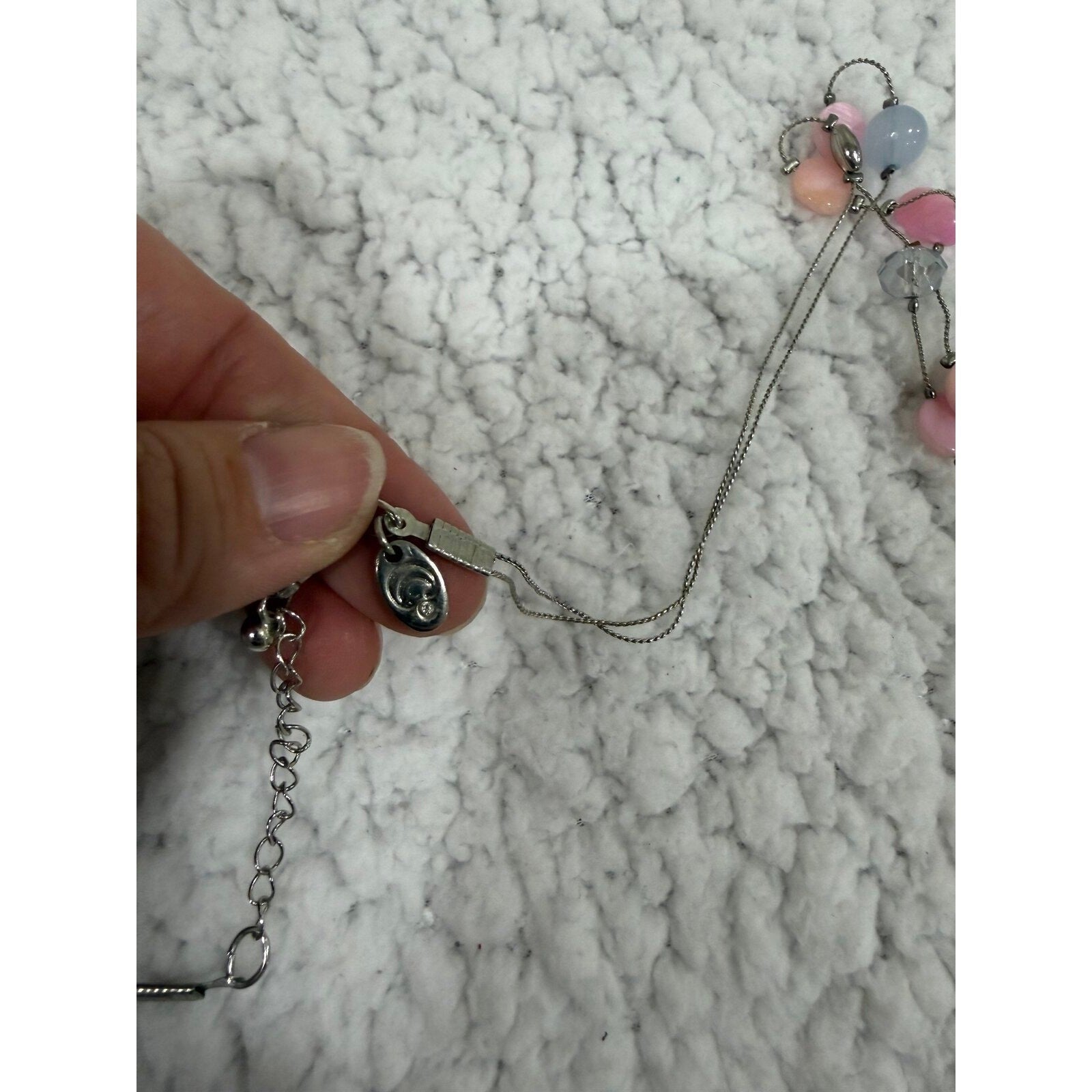 Coldwater Creek Womens OS Pink Layered Shell Bead Necklace Boho Vintage Style