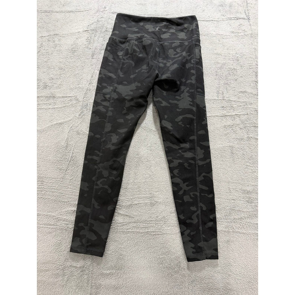 Danskin Womens S Black Camo High Rise Leggings Side Pockets Athleisure Casual