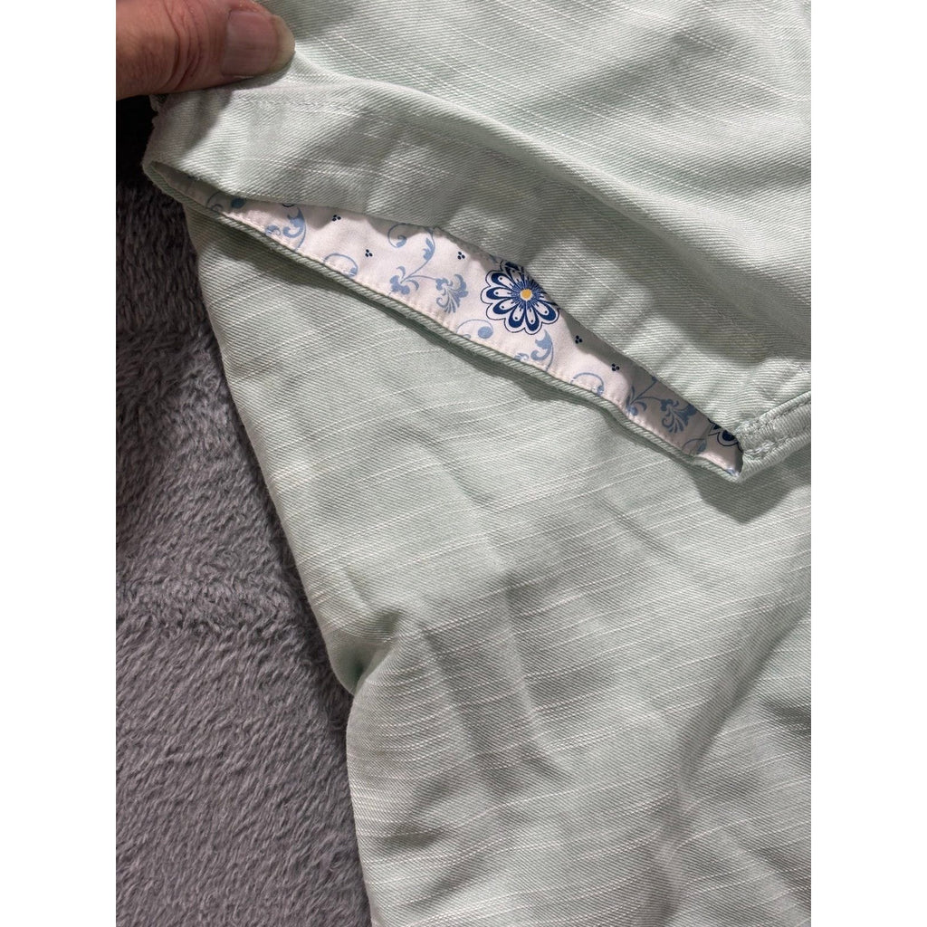 Denim & Flower L Mint Green Short Sleeve Button Down Shirt Casual Preppy Mens