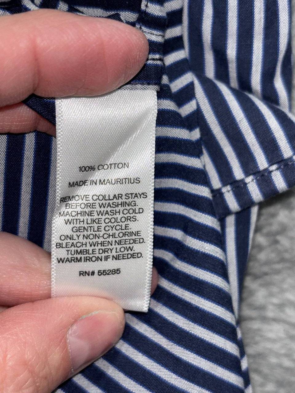 Express Men's Navy White Striped Dress Shirt Size L, photo 9 of 9