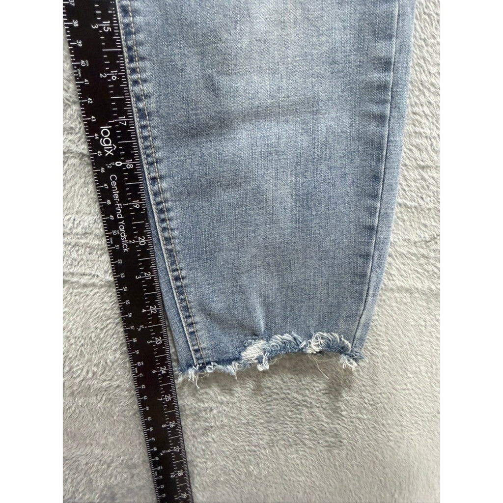 LC Lauren Conrad Skinny Ankle Jeans Light Wash Distressed Frayed Hem Size 12