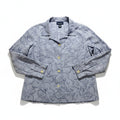 Denim & Co. L Blue Floral Button Down Shirt Womens Casual Coastal Vintage