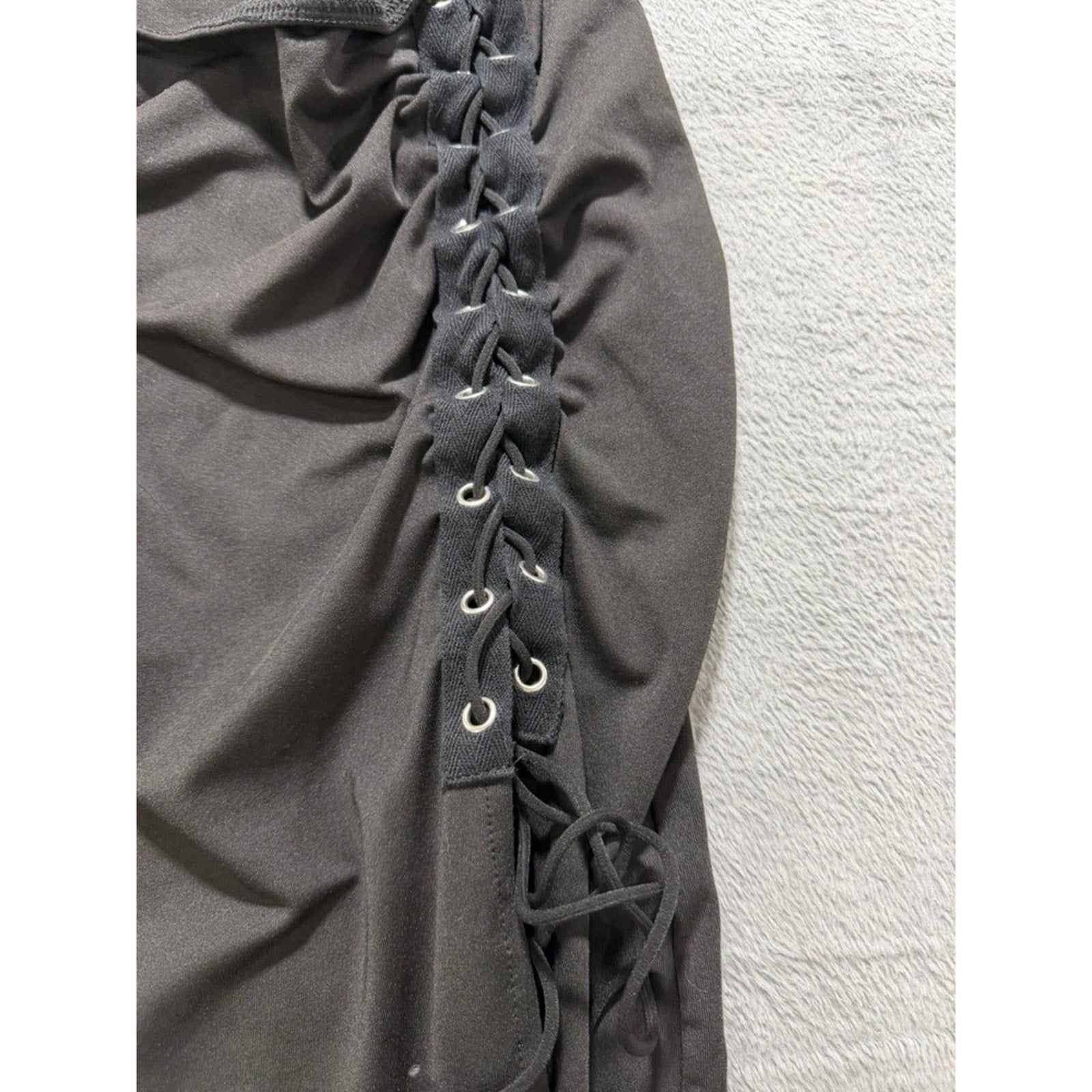 Black Twist Front Lace Up Side Cutout Slit Sleeveless Bodycon Maxi Dress