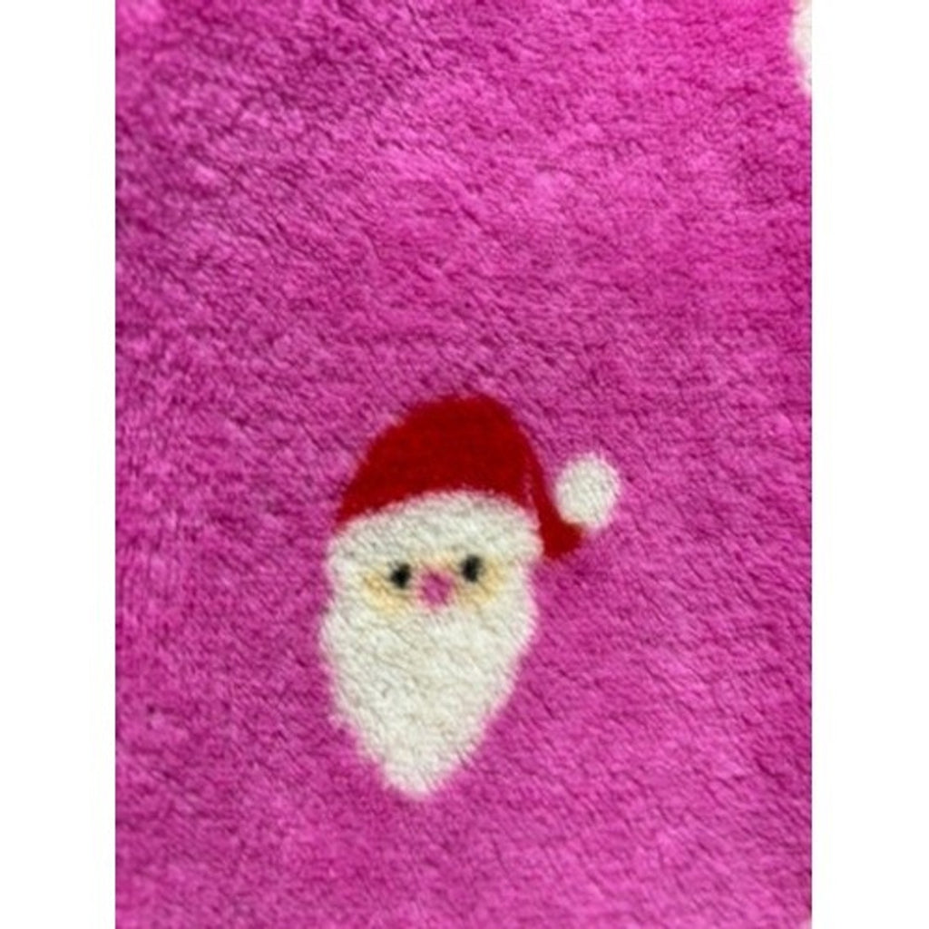 Forever 21 Kids Girls 9/10 Pink Santa Hooded One Piece Pajamas Christmas Cozy