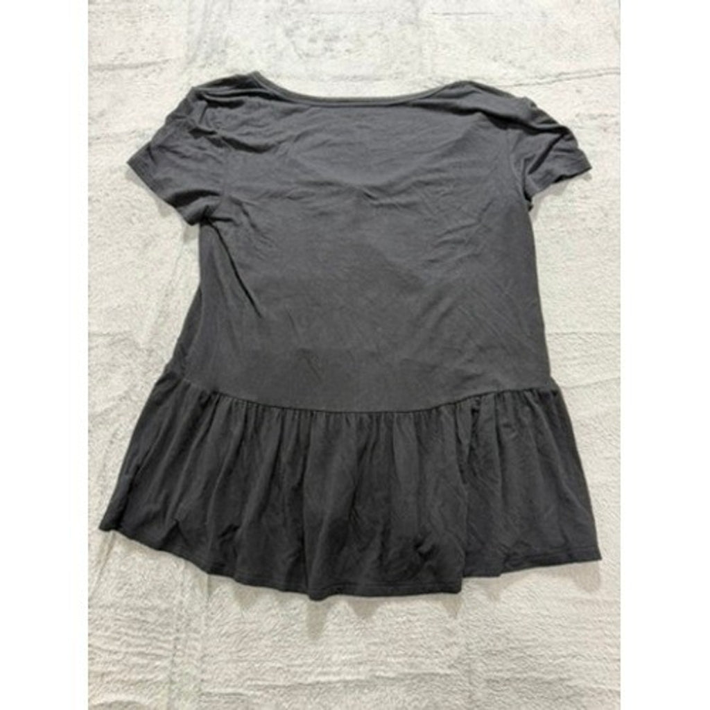 American Eagle Soft & Sexy Black Floral Embroidered Babydoll Peplum Top XS