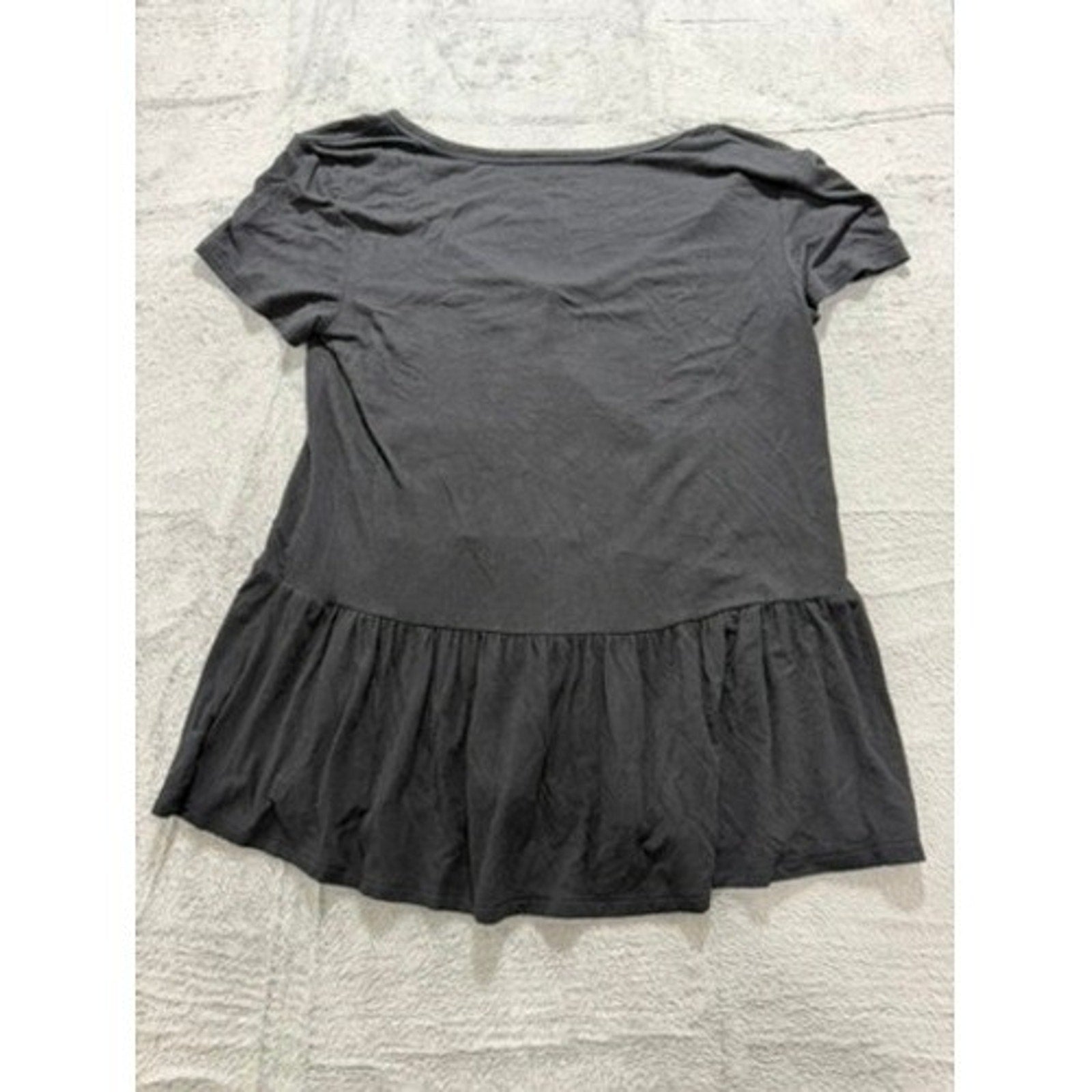 American Eagle Soft & Sexy Black Floral Embroidered Babydoll Peplum Top XS