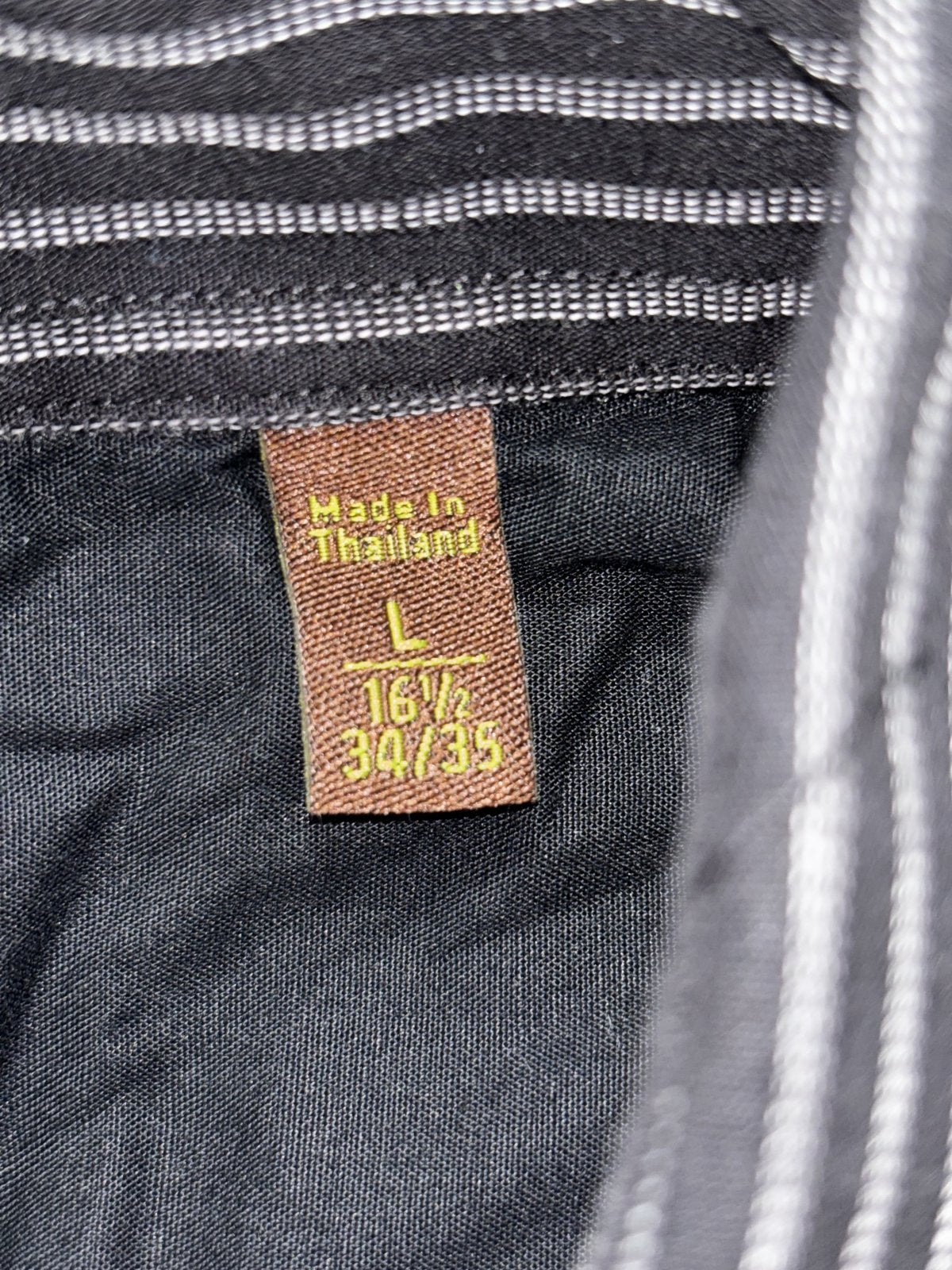 BCBG Attitude Mens L 16 1/2 34/35 Black Striped Long Sleeve Button Up Shirt