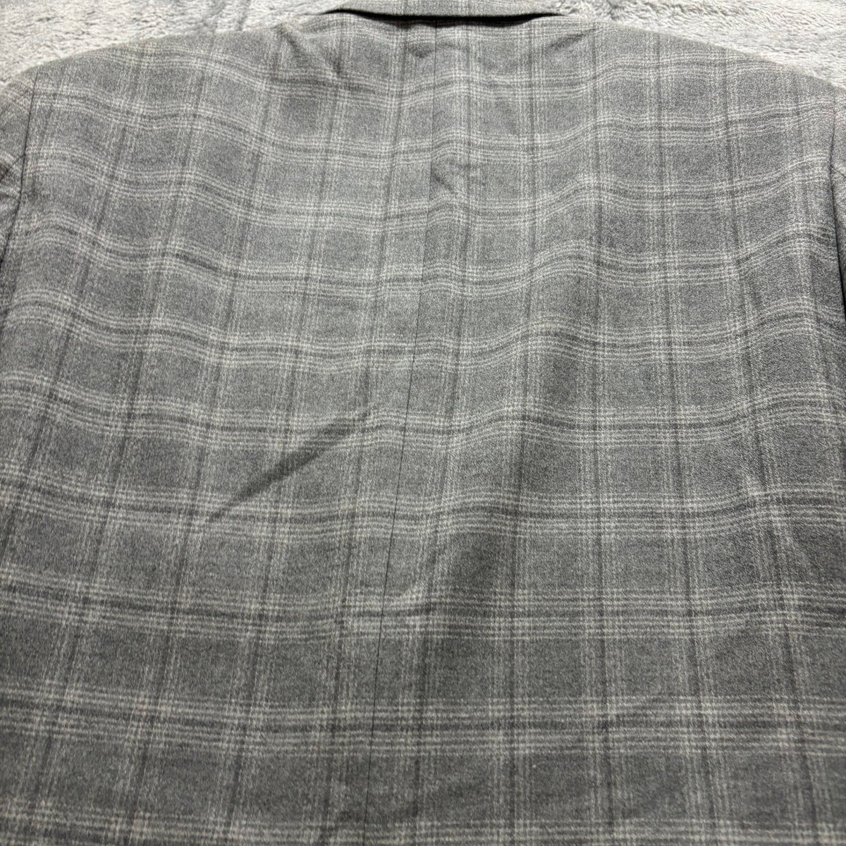 Mens 42R Gray Plaid Slim Fit Blazer Sport Coat Two Button Wool Blend Preppy