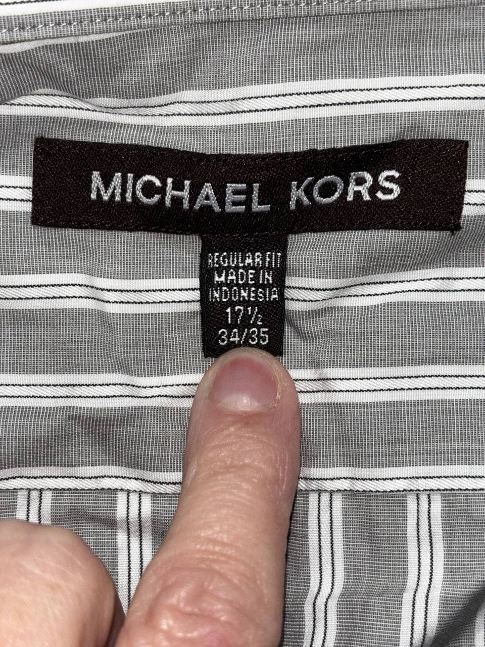 Michael Kors Men's Gray Stripe Shirt 17 1/2 34/35, photo 8 of 9