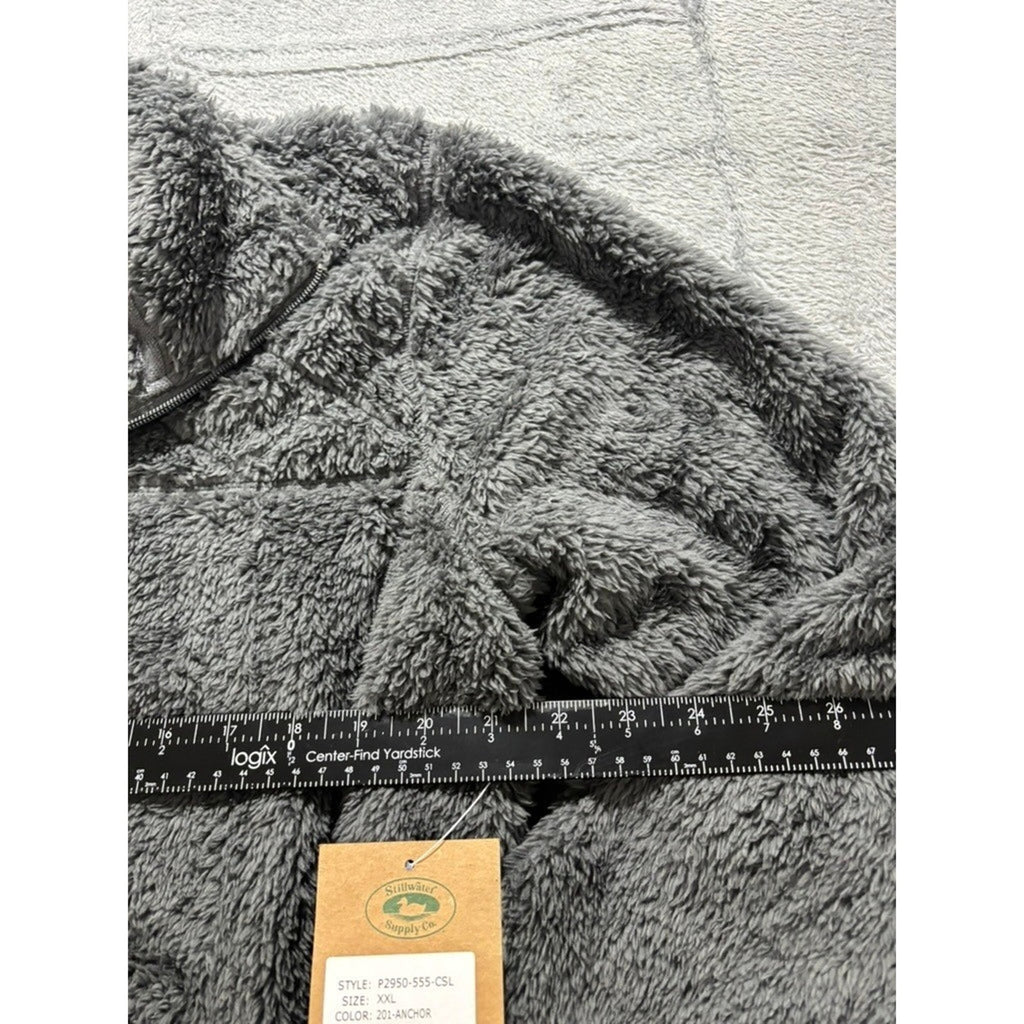 Stillwater Supply Co Sherpa Jacket Womens XXL Gray Fleece Full Zip Cozy Soft