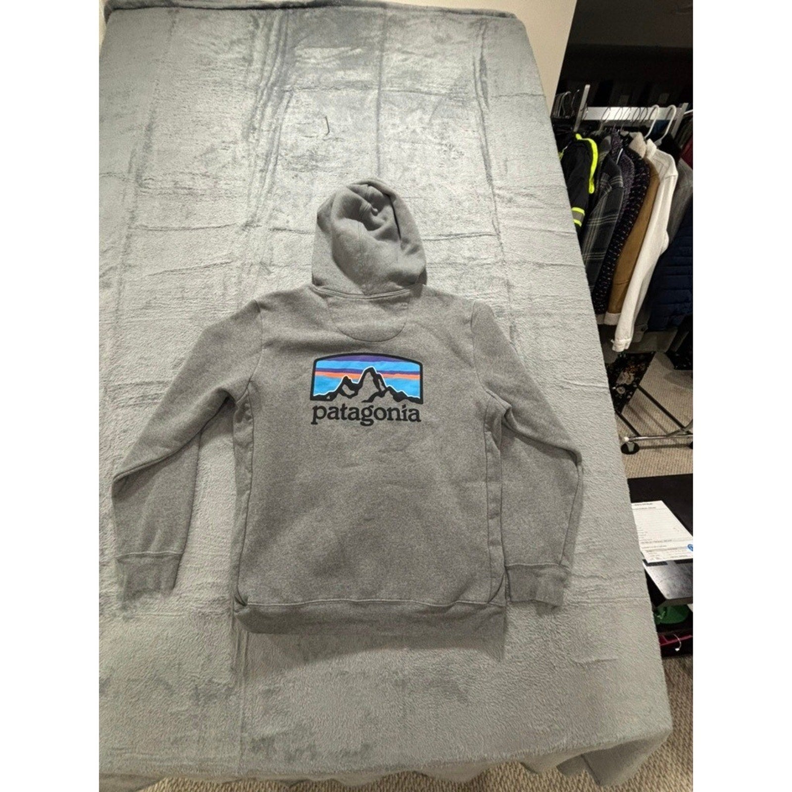 Patagonia M Gray P-6 Logo Uprisal Hoody Womens Casual Cozy Pullover Hoodie