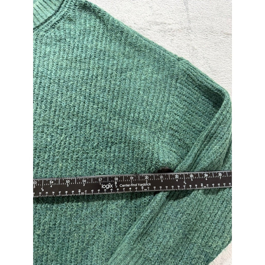 American Eagle Womens Forest Green Ribbed Crewneck Relaxed Fit Sweater Size M