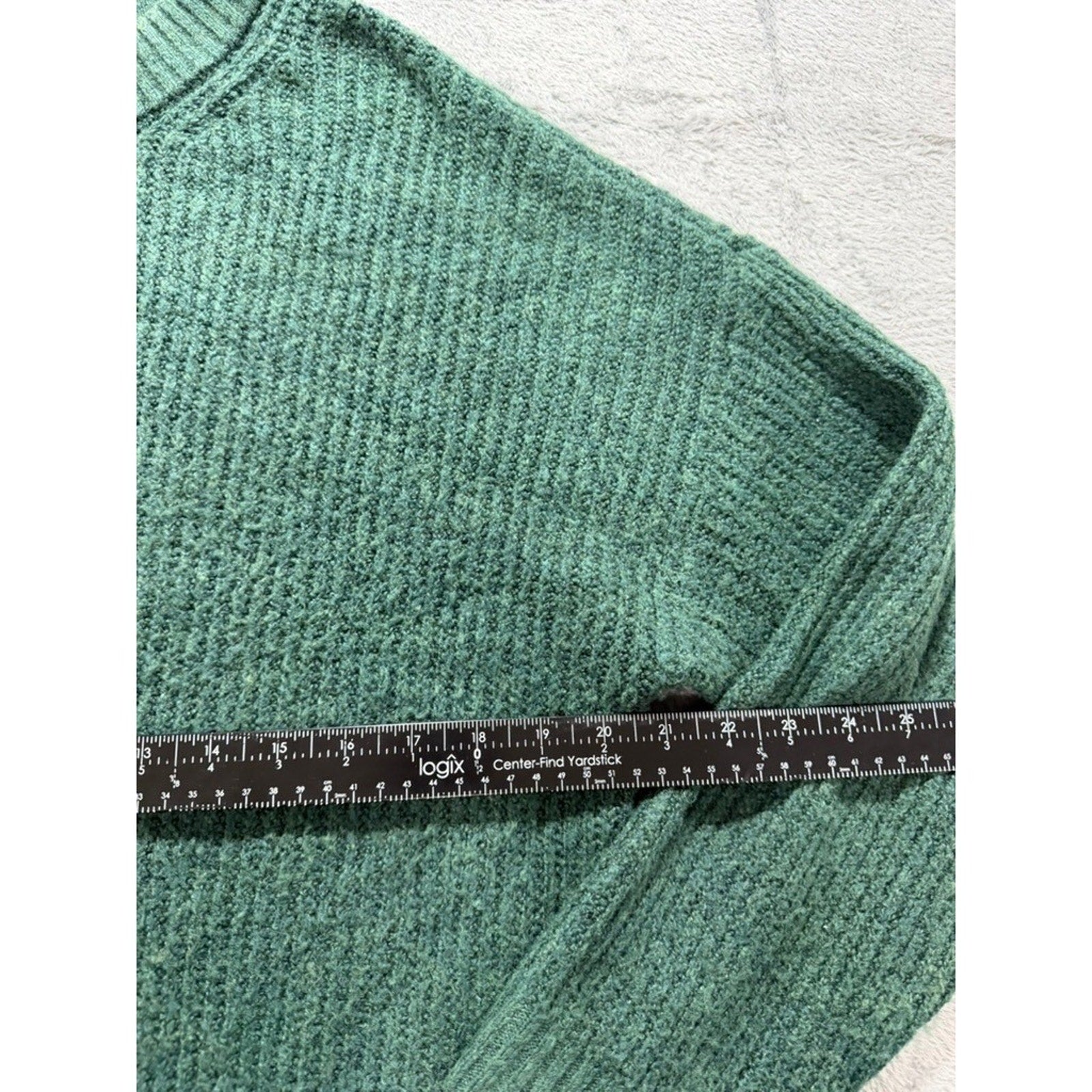 American Eagle Womens Forest Green Ribbed Crewneck Relaxed Fit Sweater Size M
