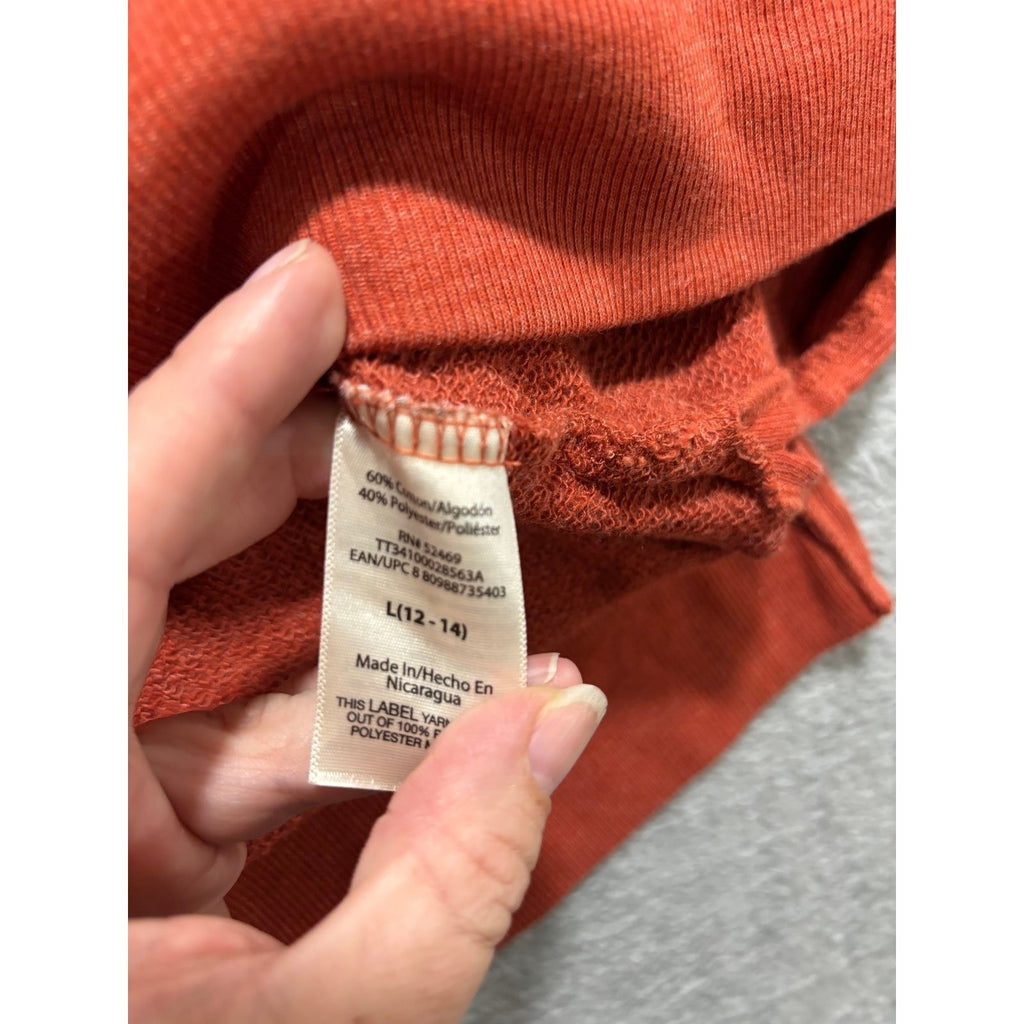 Time and Tru L Burnt Orange Womens Crewneck Sweatshirt Casual Cozy