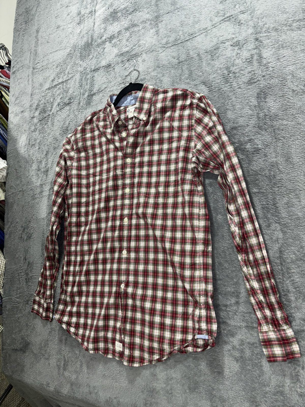 J.Crew Men's Red Plaid Dress Shirt Size M, photo 2 of 8