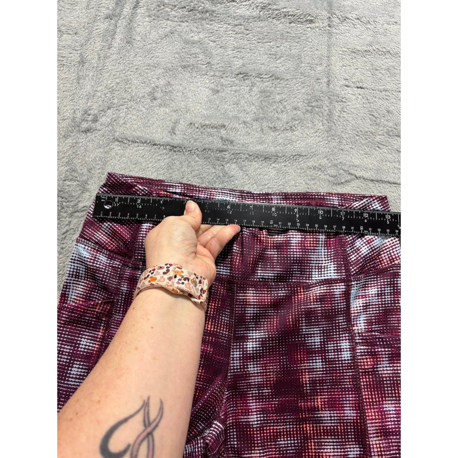 Pro Player Womens M Maroon Printed Athletic Leggings Athleisure Casual
