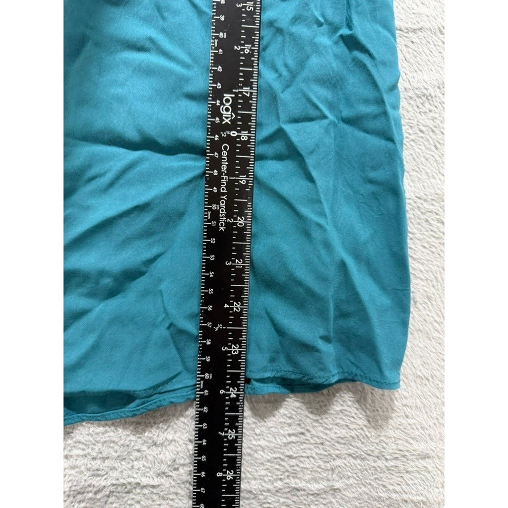 Old Navy Womens Teal Flutter Sleeve V-Neck Rayon Blouse Top Small