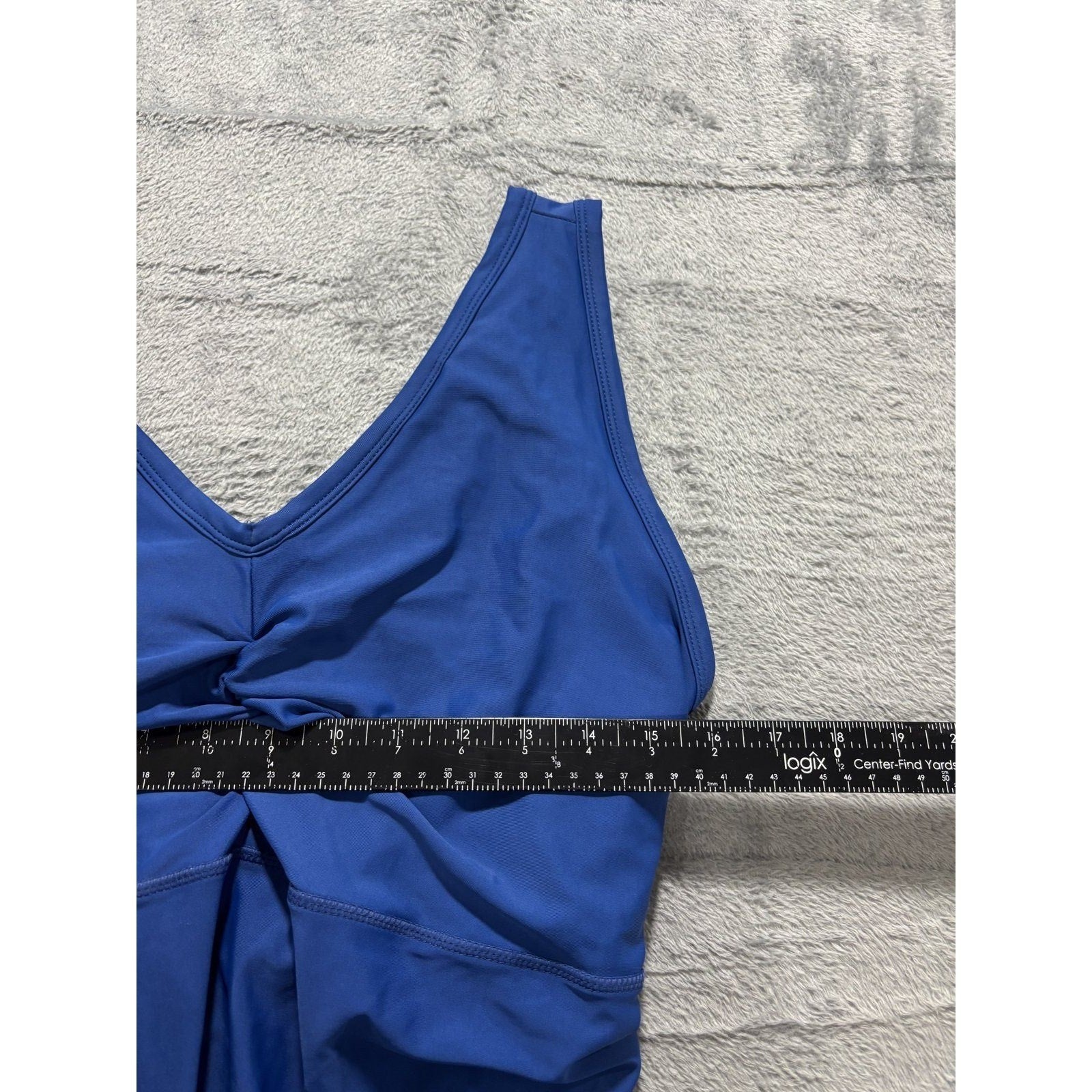 UVSkinz Womens 3XL Blue Ruched Tankini Swim Top Casual Athleisure UPF 50+