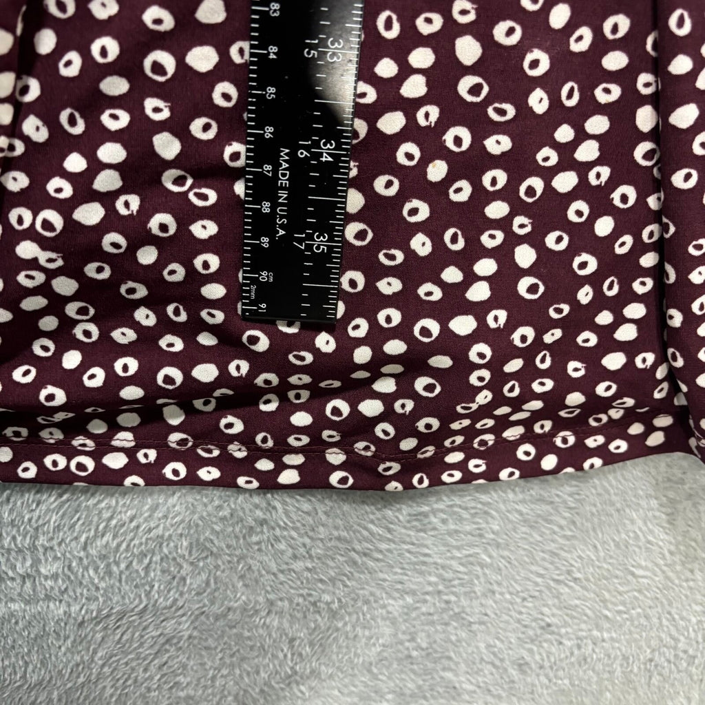 LOFT XL Burgundy White Polka Dot Cowl Neck Womens Dress Casual Vintage Style