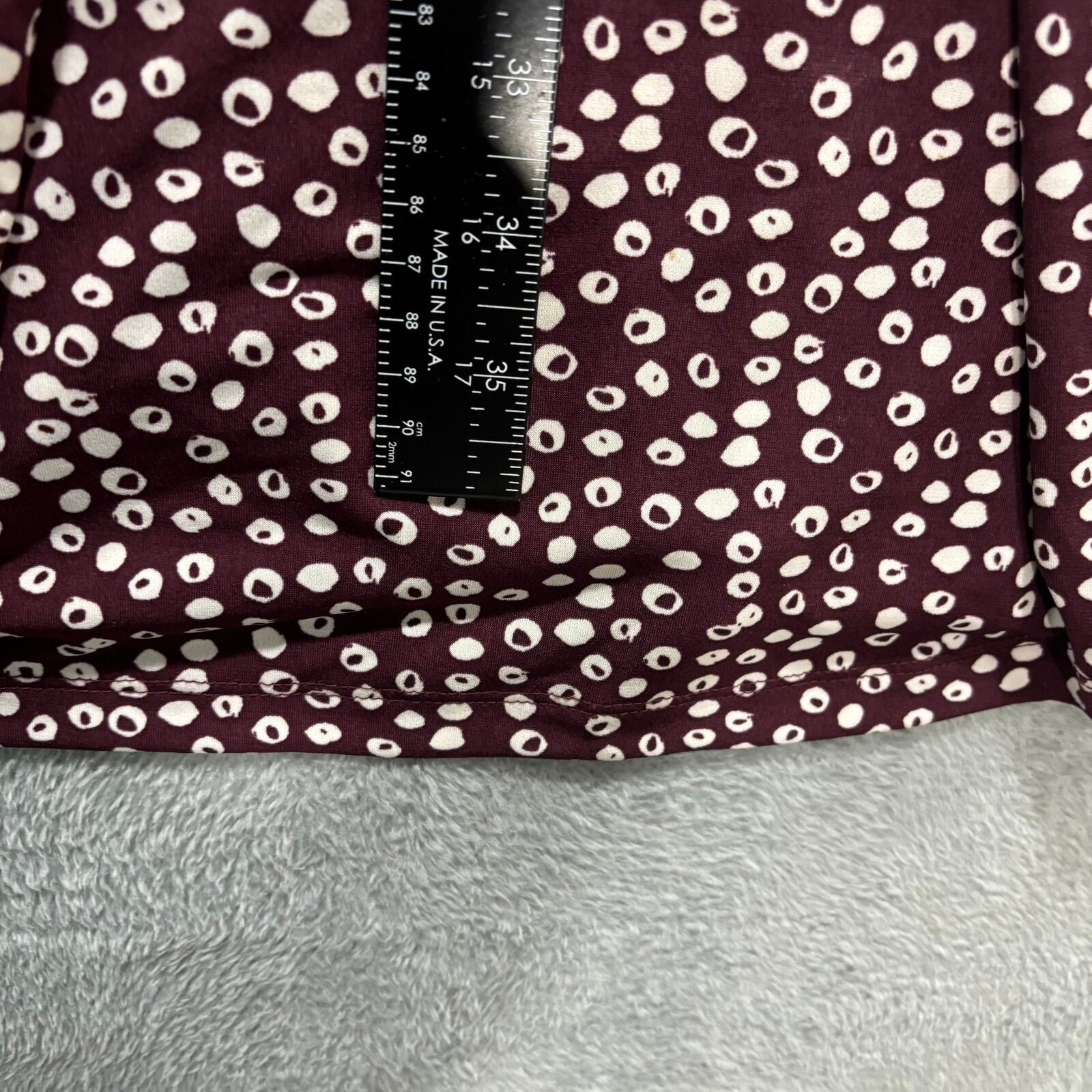 LOFT XL Burgundy White Polka Dot Cowl Neck Womens Dress Casual Vintage Style