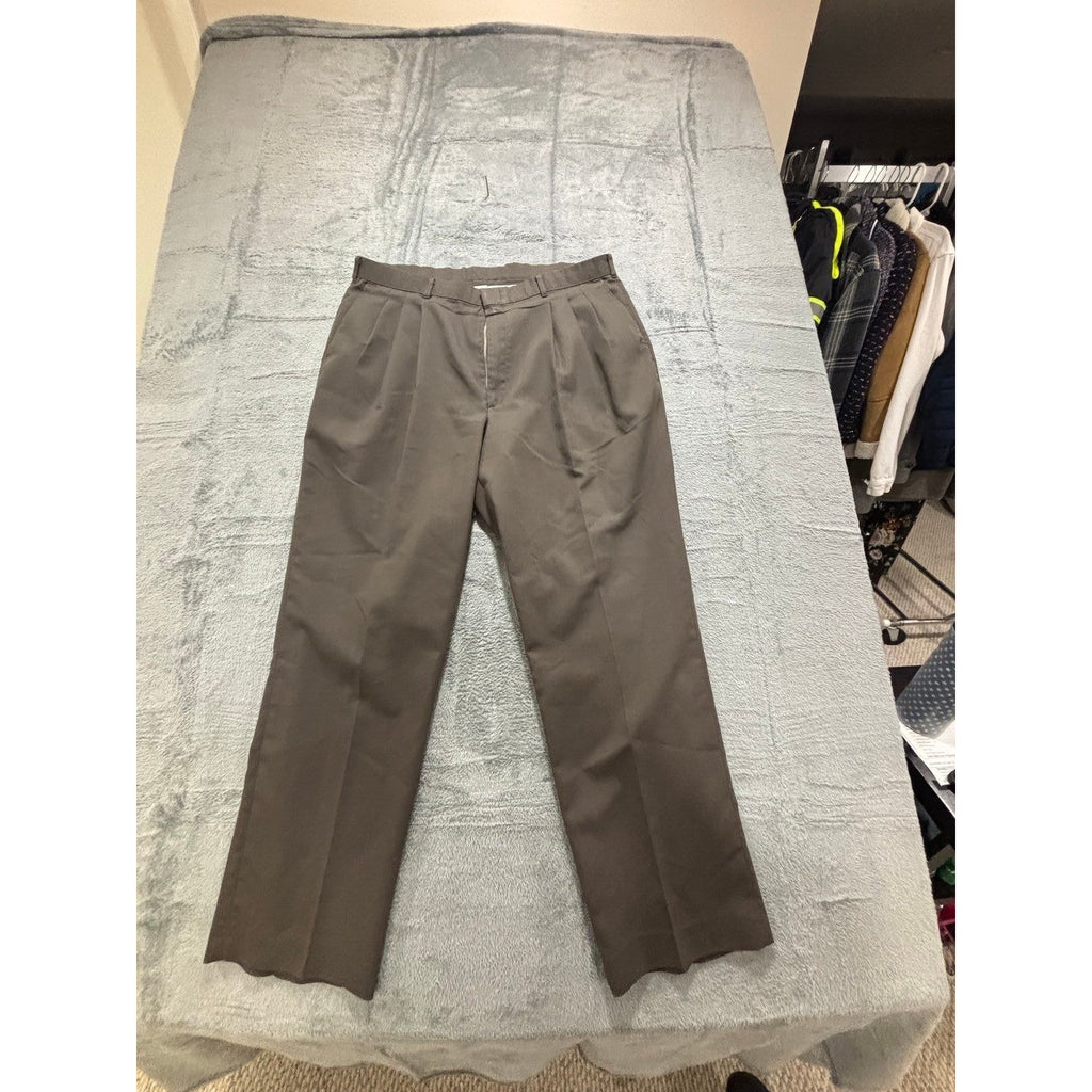 Haggar 38x31 Brown Pleated Dress Pants Gentlemans Fit Vintage Preppy Mens