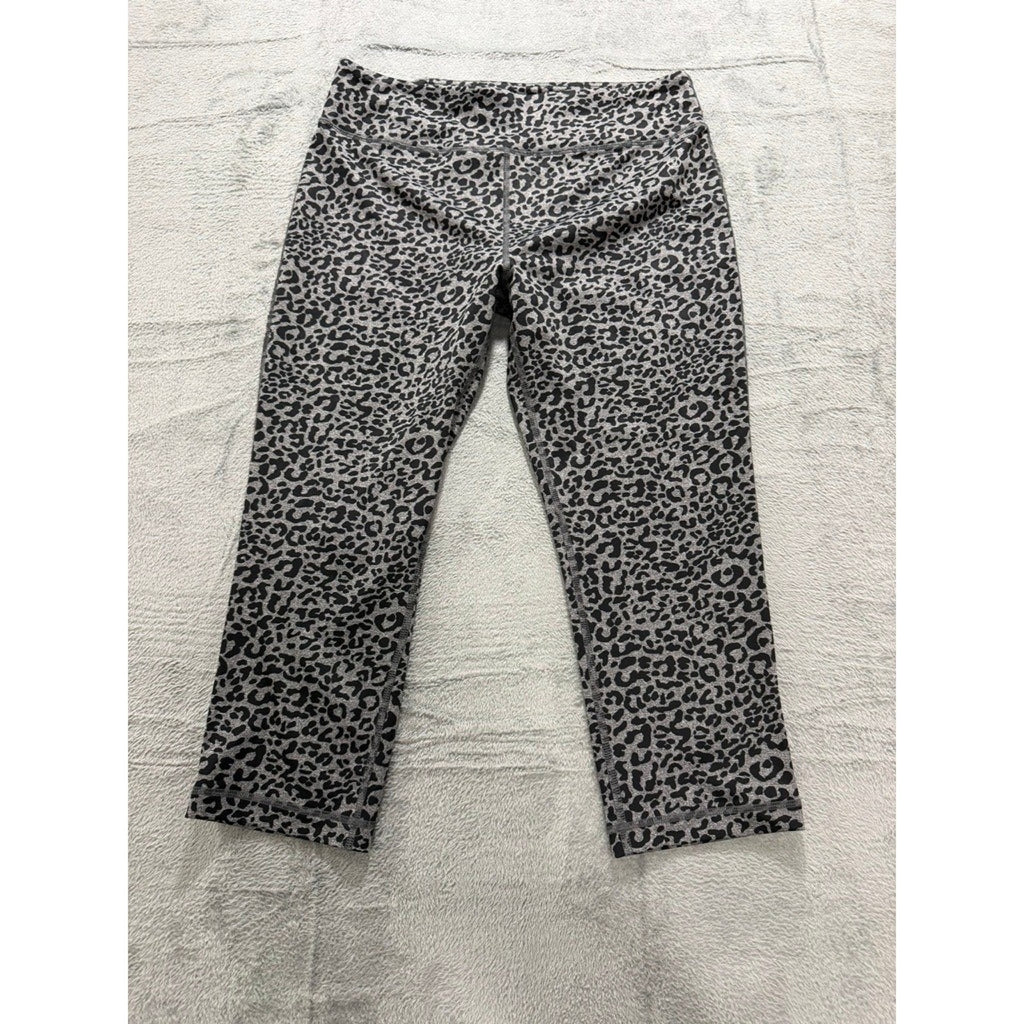 Vogo Athletica Womens XL Grey Leopard Print High Rise Capri Leggings Stretch