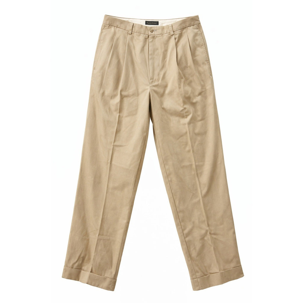 Banana Republic Chino Pants Mens 35x30 Khaki Pleated Straight Leg Cotton