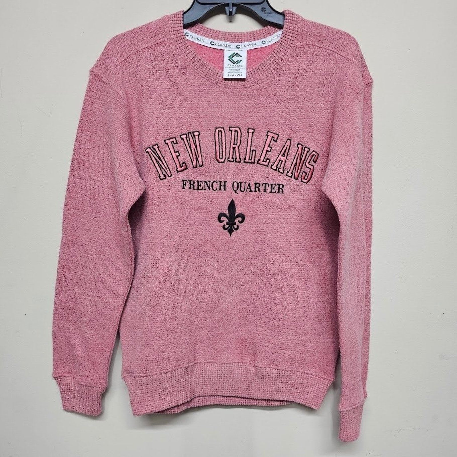 New Orleans French Quarter Travel Sweatshirt Pink Southern Tourist Pullover S