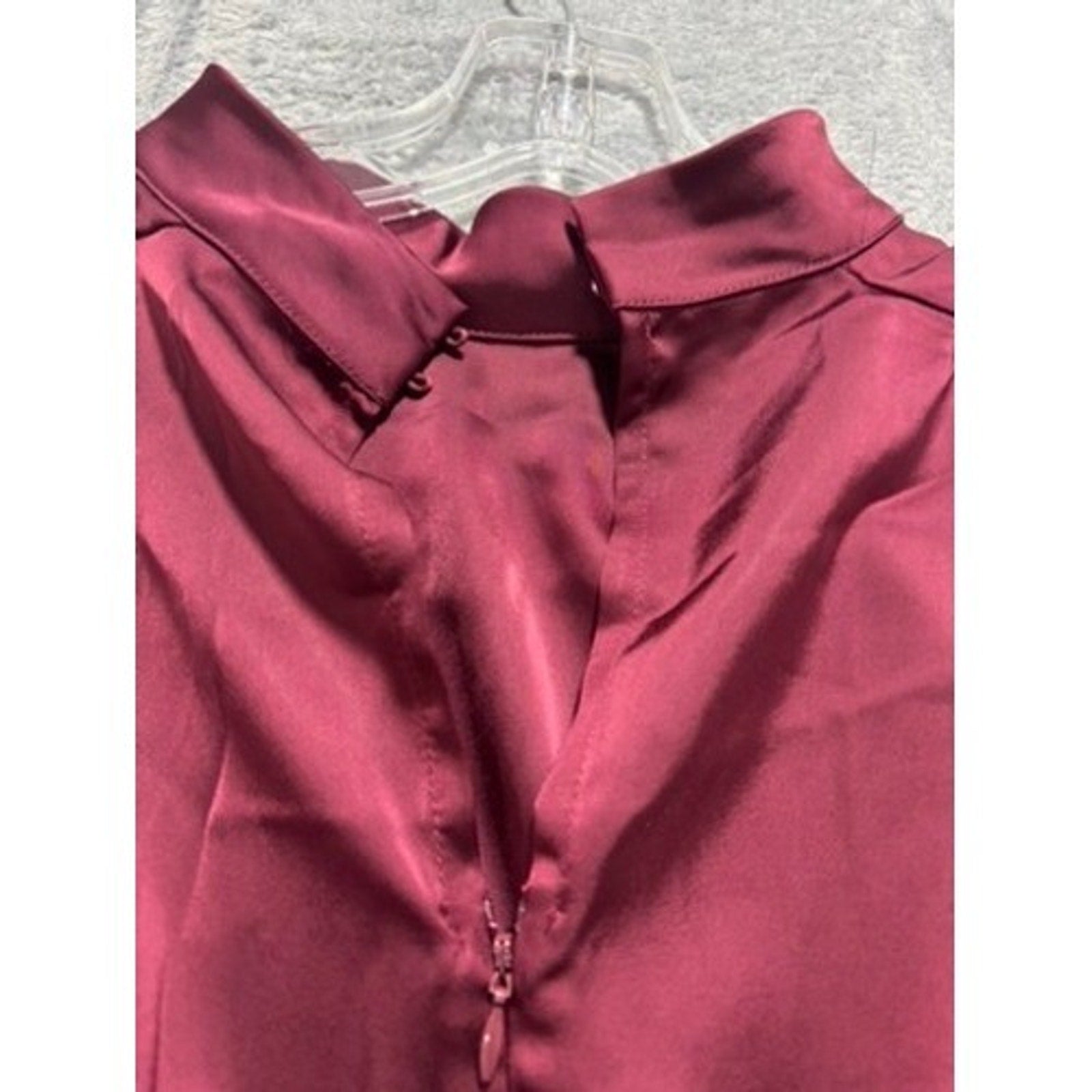 Lulus Burgundy Satin High Neck Draped Maxi Dress Size XL Sleeveless Side Slit