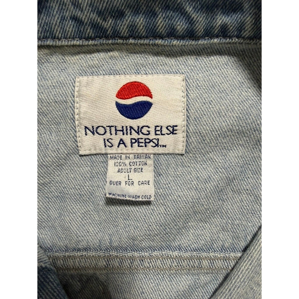 Vintage Pepsi Denim Trucker Jacket Light Wash 90s Promo Adult Large Cotton Blue