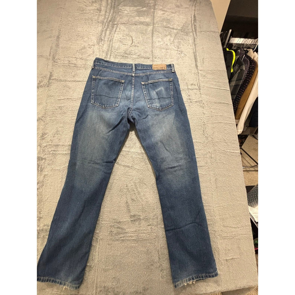 Nautica Jeans Co 36x32 Blue Straight Leg Denim Jeans Mens Casual Classic