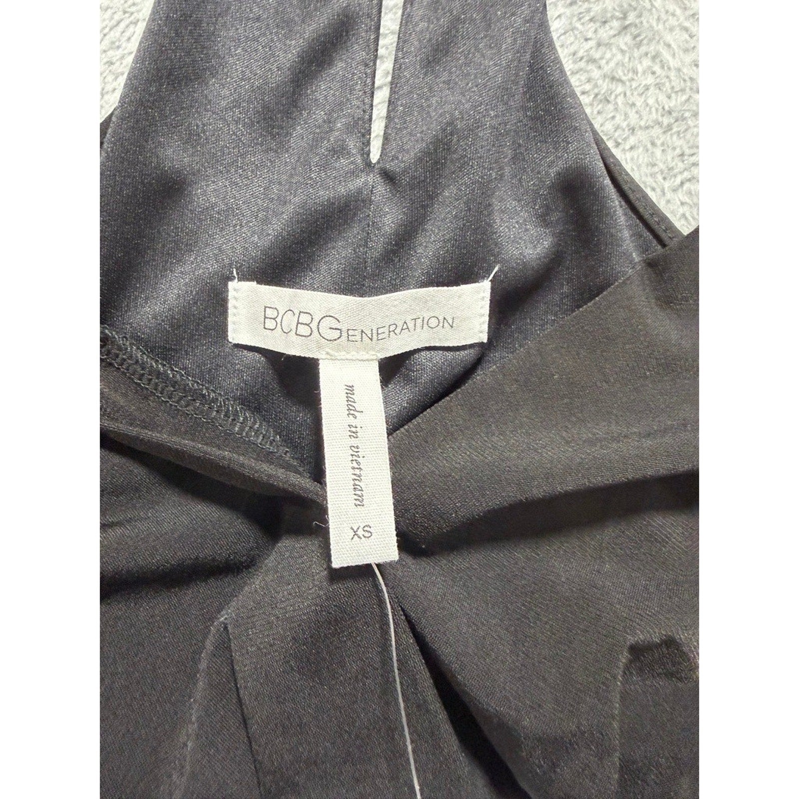 BCBGeneration Black Draped Racerback Midi Dress NWT XS Sleeveless Surplice LBD