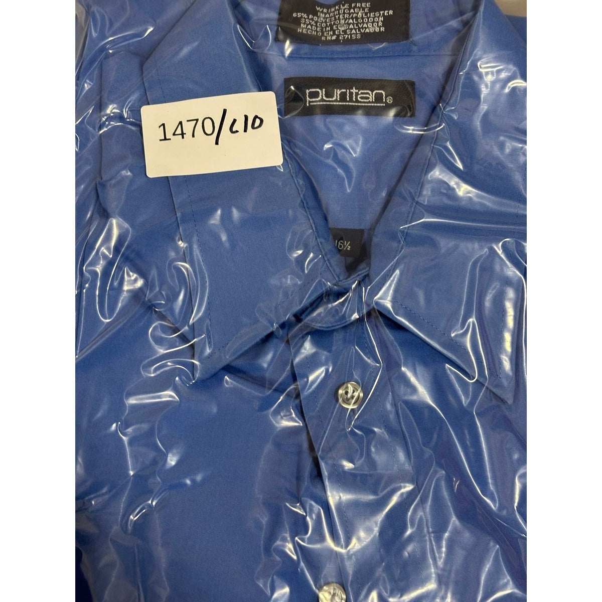 Puritan 16.5 Blue Short Sleeve Button Front Shirt Mens Casual Classic Preppy