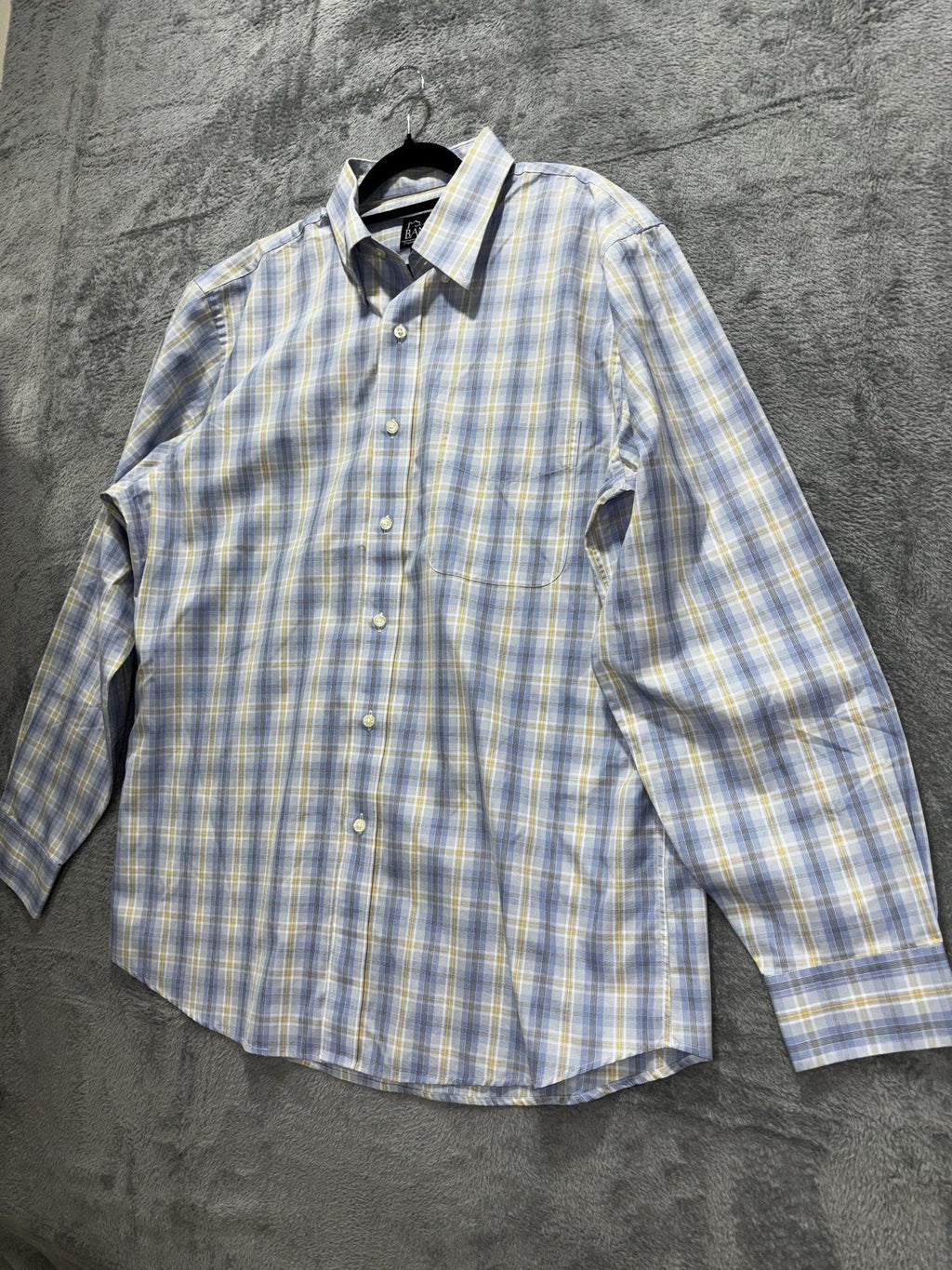 Jos. A. Bank Men's Blue Yellow Plaid Shirt Size L, photo 2 of 8