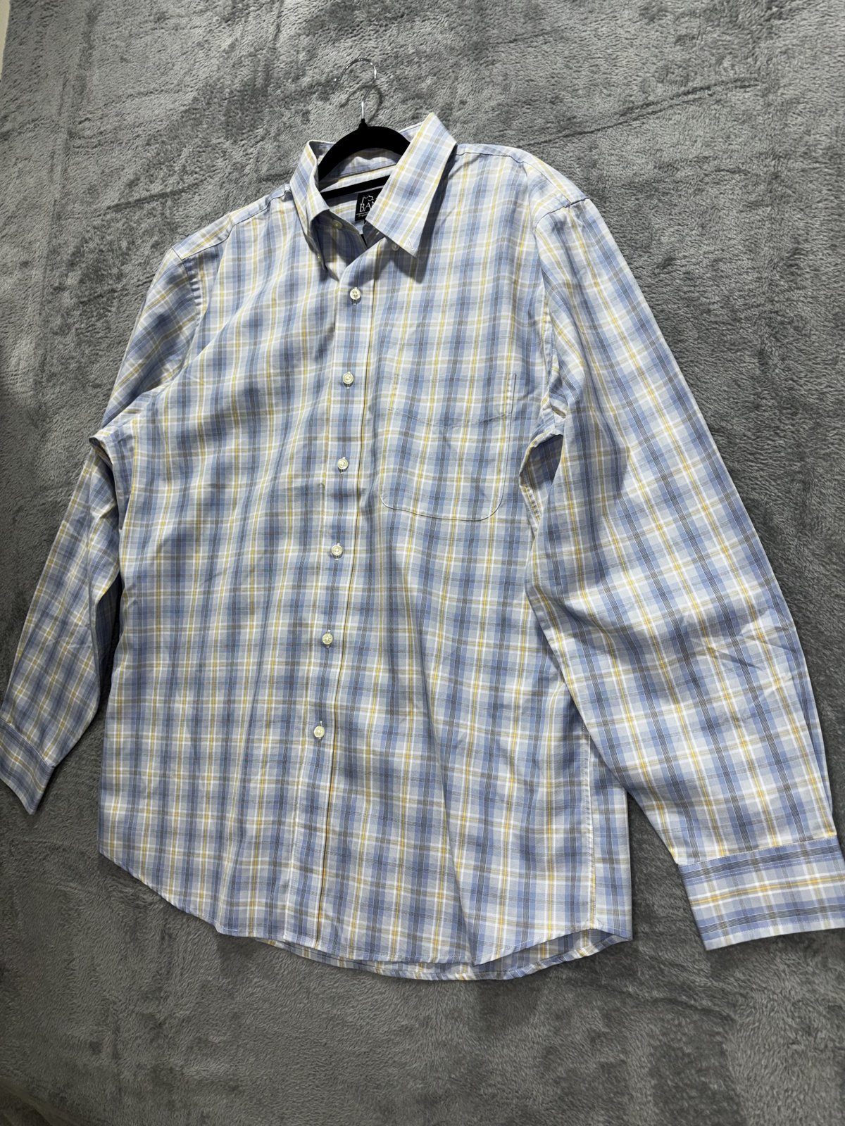 Jos. A. Bank Men's Blue Yellow Plaid Shirt Size L, photo 2 of 8
