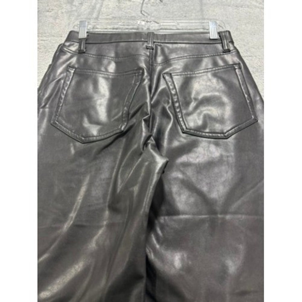 Abercrombie & Fitch The 90s Relaxed Jean Ultra High Rise Vegan Leather Black 28