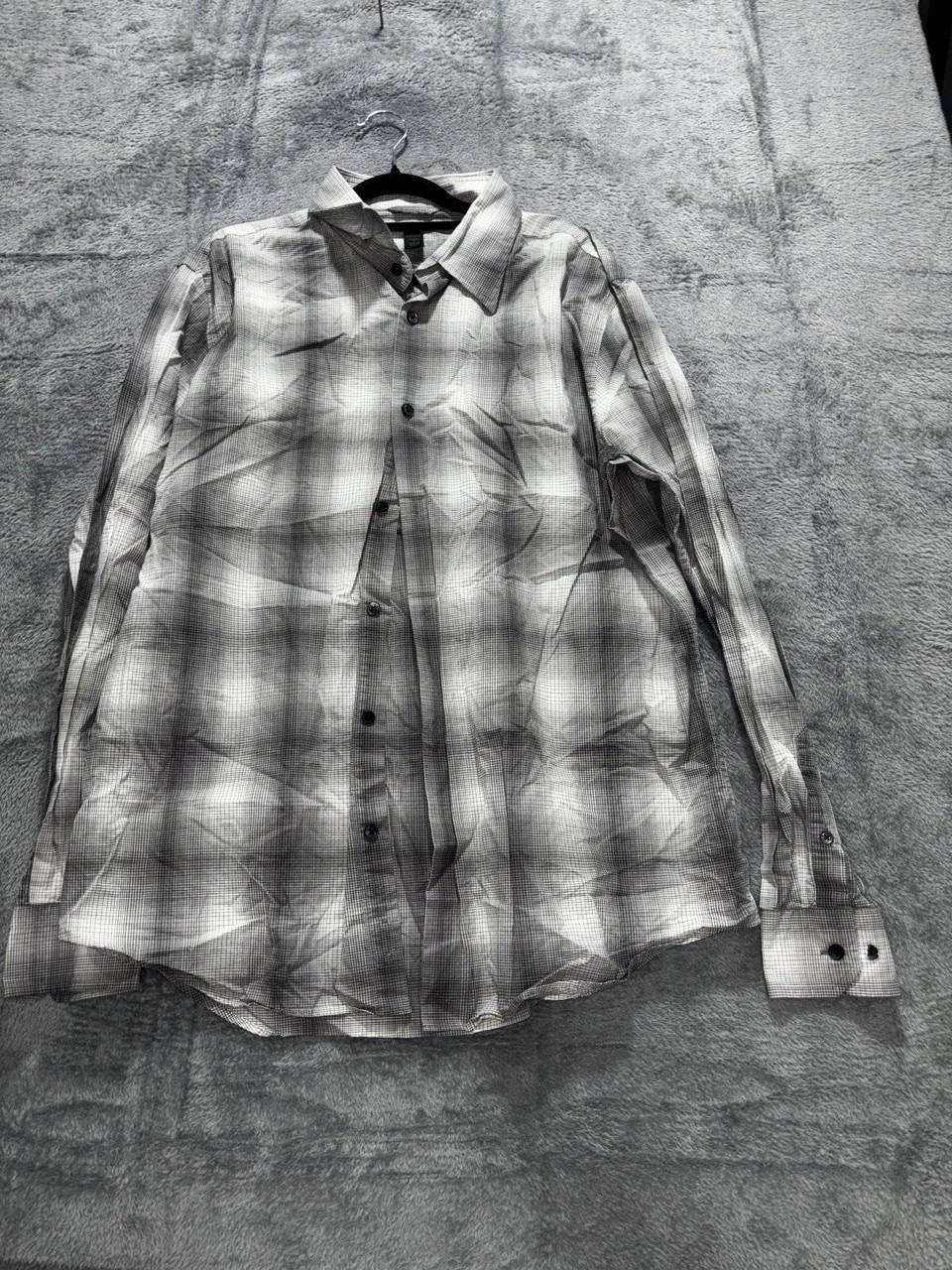 Express Design Studio Men's Gray Plaid Shirt Size L