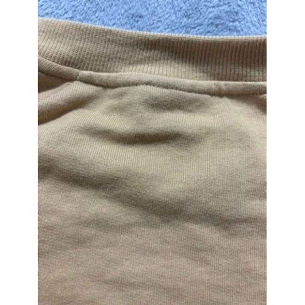Who What Wear Womens L Tan Button Detail Sweatshirt Long Sleeve Casual Cozy Boho
