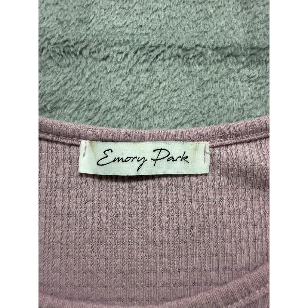 Emory Park Womens Mauve Pink Ribbed Tiered Babydoll Flutter Sleeve Top Size M